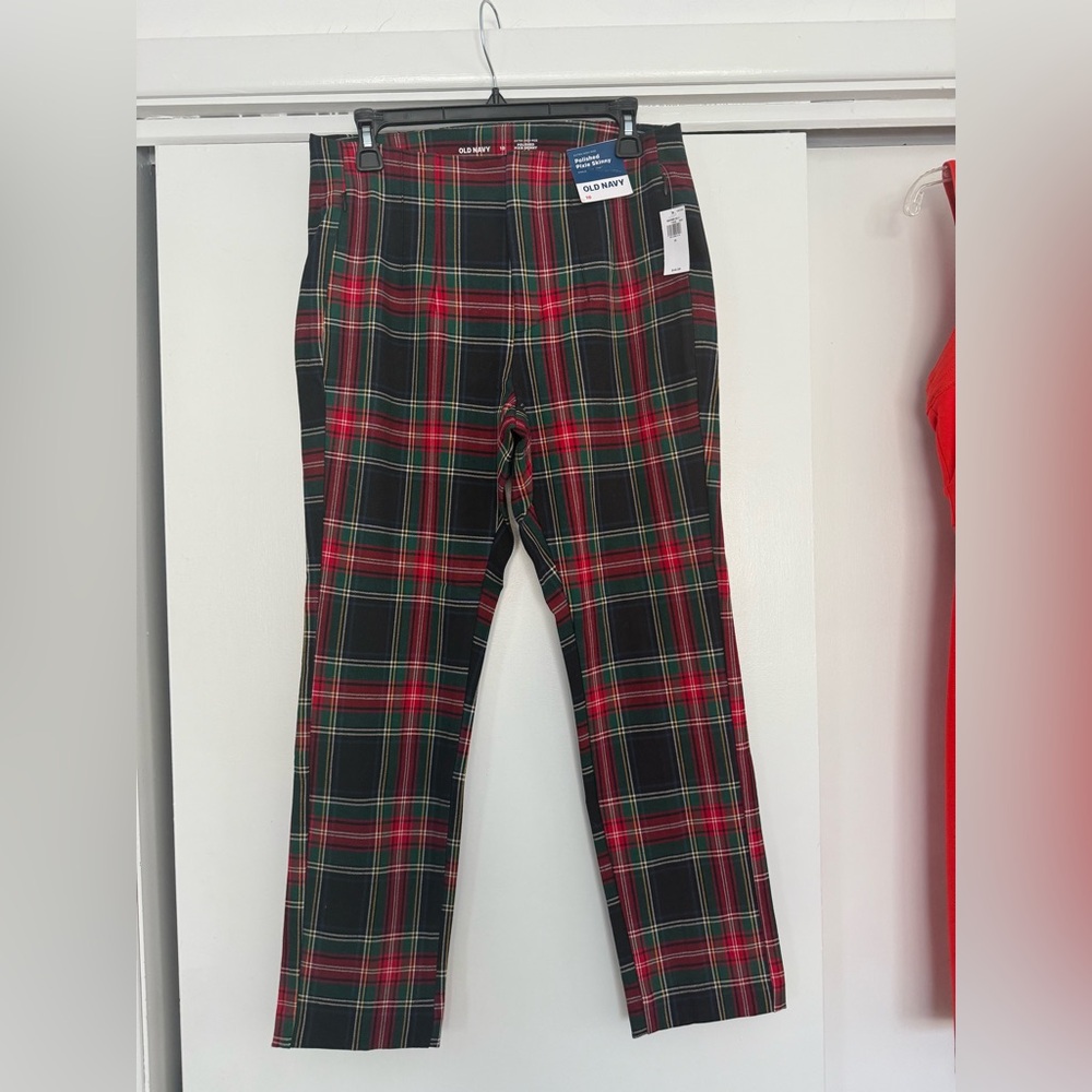 Old Navy Women’s - Polished Pixie Skinny Multicolor Plaid High-Rise Pants SZ 10